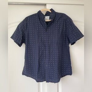 Goodfellow & Co Dark Blue Button Down Shirt with Red Dots